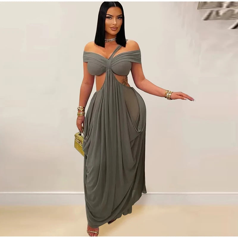 Hollow Out Backless Long Dress
