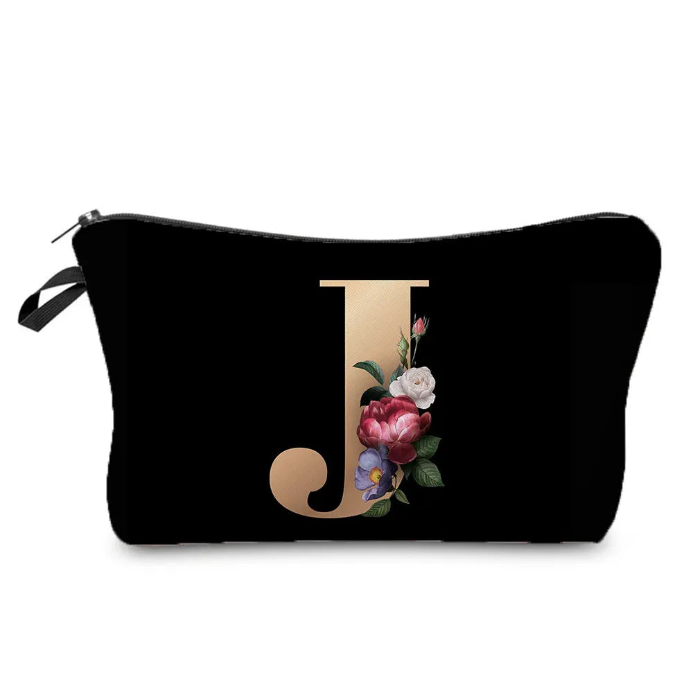 Initials Flower Cosmetic Bag