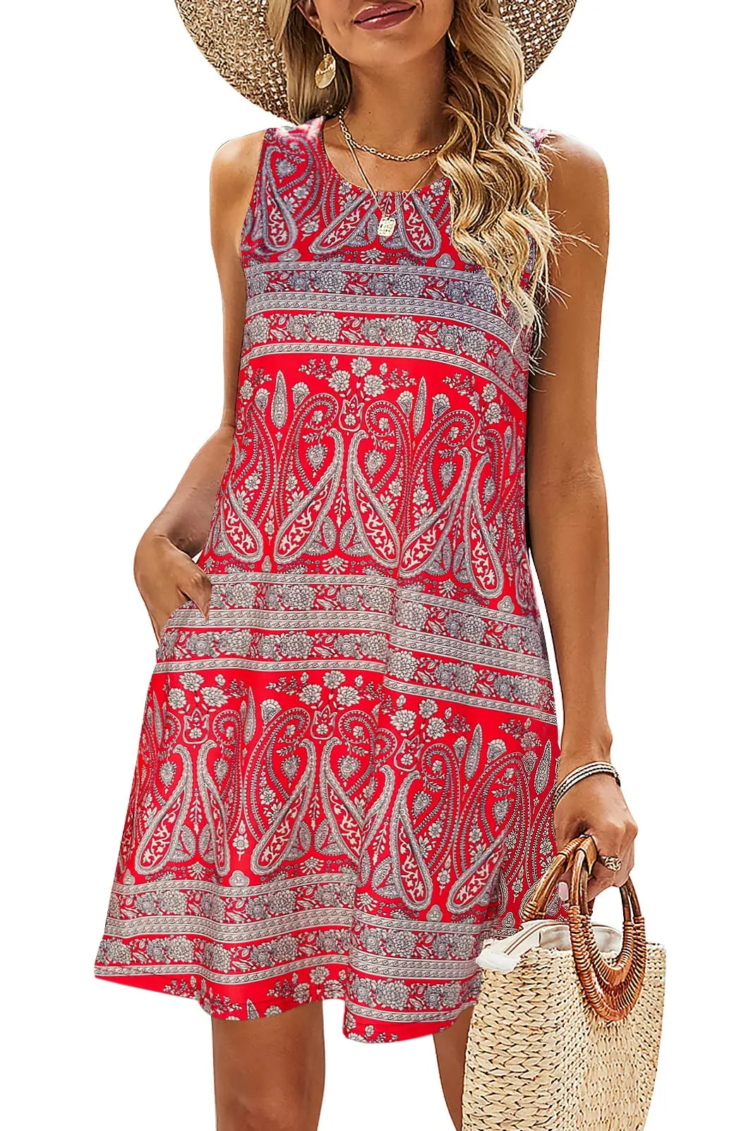 Sleeveless Floral Bohemian Style Dress
