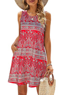Sleeveless Floral Bohemian Style Dress