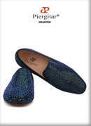 Piergitar 2020 men leather shoes with mixed colors rhinestones prom and banquet men casual loafers luxurious smoking slippers