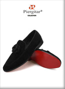 Piergitar 2019 Handmade Flower decoration Men Velvet Shoes Party and Wedding Men Loafers Men's casual shoes Plus size