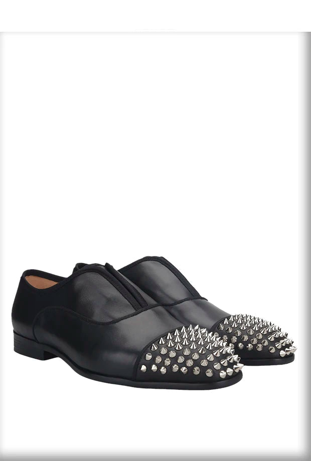 New Genuine Leather Mens Oxford Shoes With Studs Toe Italian Design For Party And Wedding Plus-Size