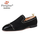 Piergitar 2019 handmade black suede leather men loafers rhinestone men casual shoes Fashion Party and wedding men dress shoes
