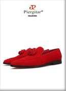 Piergitar 2019 Handmade Flower decoration Men Velvet Shoes Party and Wedding Men Loafers Men's casual shoes Plus size
