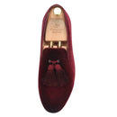 Piergitar 2019 New dark red colors velvet men tassel shoes Wedding men loafers handmade men's casual shoes smoking slippers