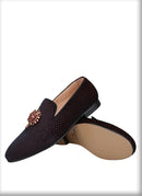 Top Quality Red and Black Velvet Loafers Man Moccasins With Gold Metal Rhinestone Buckles For Wedding And Party