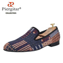 Piergitar 2021 American Flag Print  Men's Loafer Slippers For Party And Banquet Red Outsole Men's Casual Shoes Plus Size