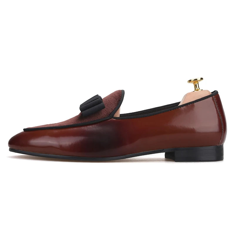 Summer Style Brown Calfskin Loafers for Wedding Moccasins Men Smoking Slippers Plus size