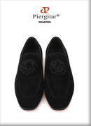 Piergitar 2019 Handmade Flower decoration Men Velvet Shoes Party and Wedding Men Loafers Men's casual shoes Plus size