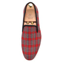 Piergitar 2021 New Handmade Scottish Plaid Men Fabric Shoes Men casual Loafers Plus Size Classic Smoking Slippers Flats