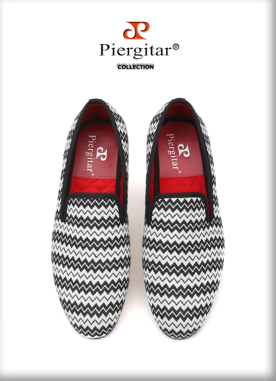 Piergitar 2019 new Summer style wave stripe men hemp shoes British style handmade men smoking slippers men's casual flats