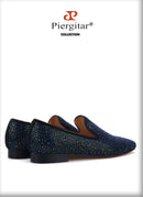 Piergitar 2020 men leather shoes with mixed colors rhinestones prom and banquet men casual loafers luxurious smoking slippers