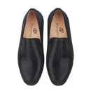 Handmade men's smoking slippers and loafers in red bottoms for weddings and parties.