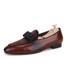 Summer Style Brown Calfskin Loafers for Wedding Moccasins Men Smoking Slippers Plus size