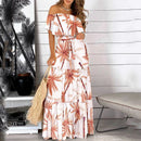 Women's Print Ruffle Maxi Sundress Dress