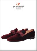 Piergitar 2021 Summer Handmade Men Velvet Loafers With Rope Decorations Italian Design Men Smoking Slippers For Banquet And Prom