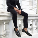 Smoking slippers for men in fashion party and wedding shoes made of genuine leather spikes