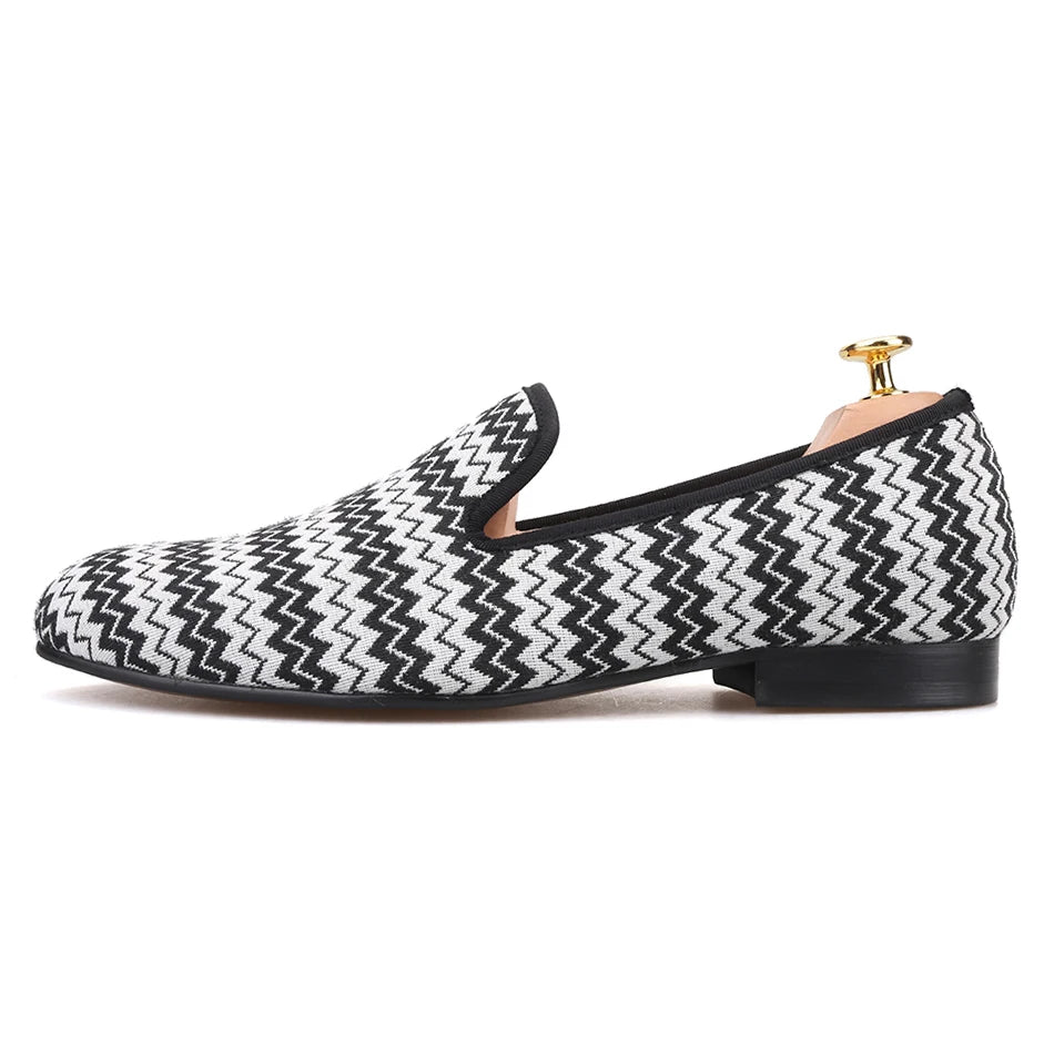 Piergitar 2019 new Summer style wave stripe men hemp shoes British style handmade men smoking slippers men's casual flats