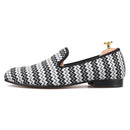 Piergitar 2019 new Summer style wave stripe men hemp shoes British style handmade men smoking slippers men's casual flats
