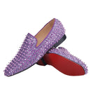Piergitar New Style Purple Spikes Men Casual Shoes For Party and Banquet CL Same Design Handmade Men's Loafers Red Sole