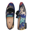 Piergitar 2021 New Style Oil Painting Silk Men Moccasin Handmade Tassel Men's Loafers Plus Size Slip-On Male Smoking Slippers