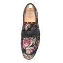 Piergitar 2021 New Style Floral Printed Silk Men Moccasin Handmade Leather Butterfly-Knot Men's Loafers Plus Size Man Flat Shoes