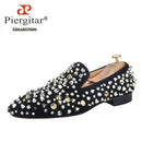 Piergitar Handmade Six Styles Gold And Sliver Spikes Flat Party And Wedding Men's Luxury Loafers Red Outsole Dandelion Moccasin