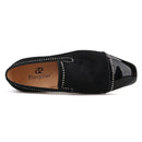 Piergitar 2019 handmade black suede leather men loafers rhinestone men casual shoes Fashion Party and wedding men dress shoes