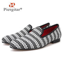 Piergitar 2019 new Summer style wave stripe men hemp shoes British style handmade men smoking slippers men's casual flats