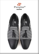 Piergitar brand new design houndstooth pattern men tassel shoes handmade men's loafers for party and prom men smoking slipper
