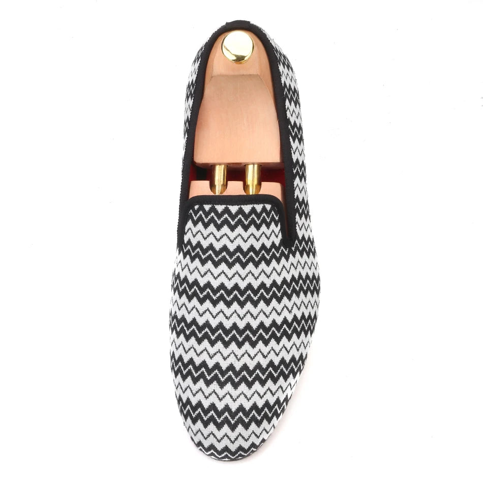 Piergitar 2019 new Summer style wave stripe men hemp shoes British style handmade men smoking slippers men's casual flats