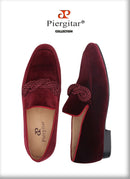 Piergitar 2021 Summer Handmade Men Velvet Loafers With Rope Decorations Italian Design Men Smoking Slippers For Banquet And Prom