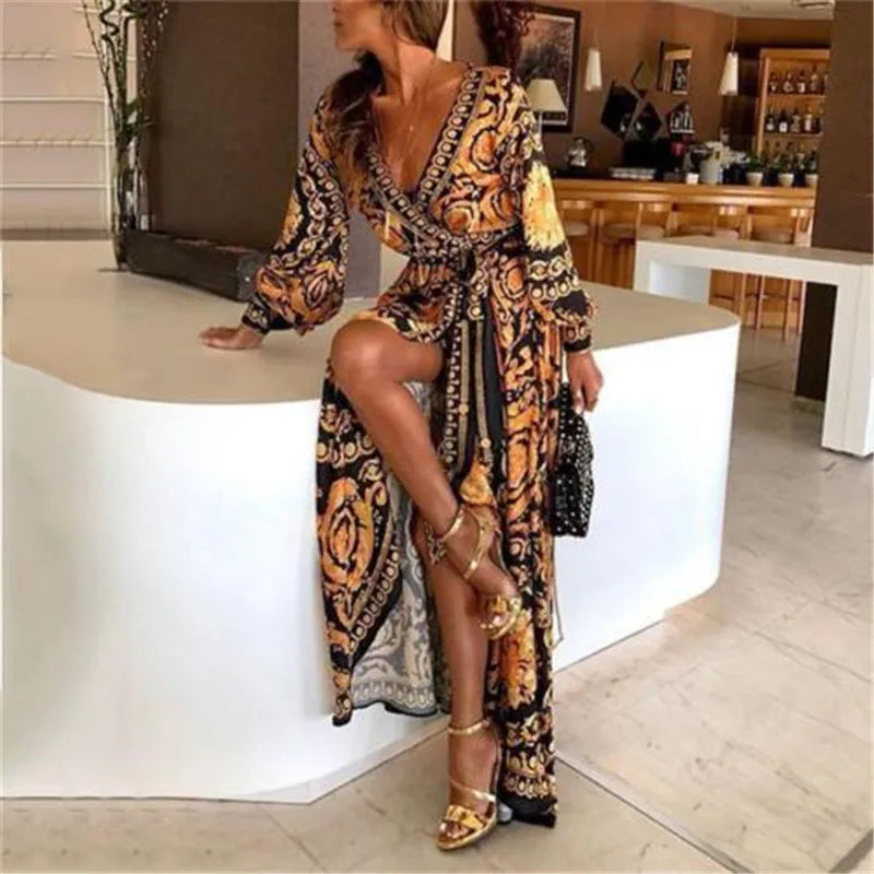 Womens V Neck Maxi Cocktail Party Dress