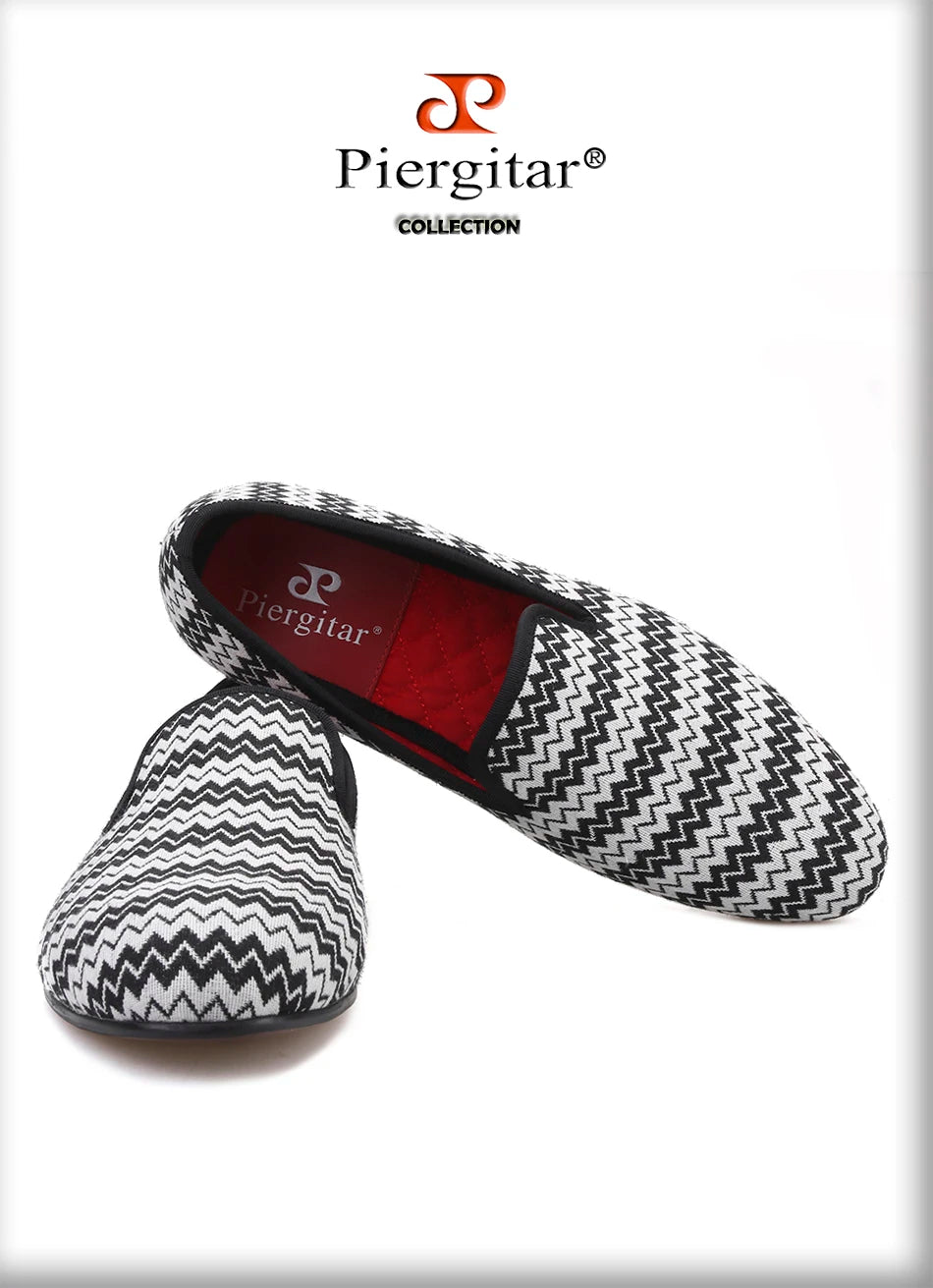 Piergitar 2019 new Summer style wave stripe men hemp shoes British style handmade men smoking slippers men's casual flats