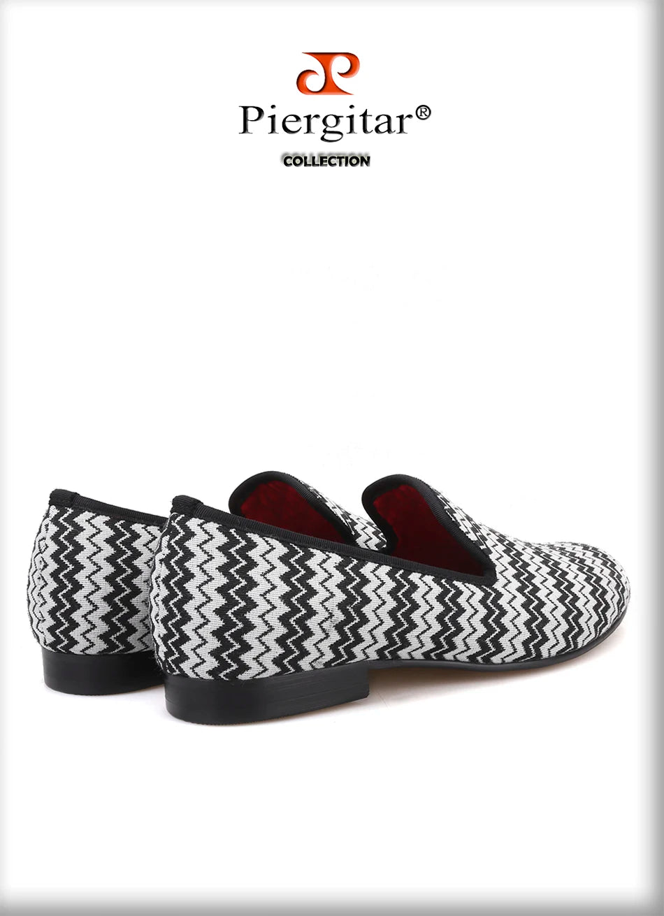 Piergitar 2019 new Summer style wave stripe men hemp shoes British style handmade men smoking slippers men's casual flats