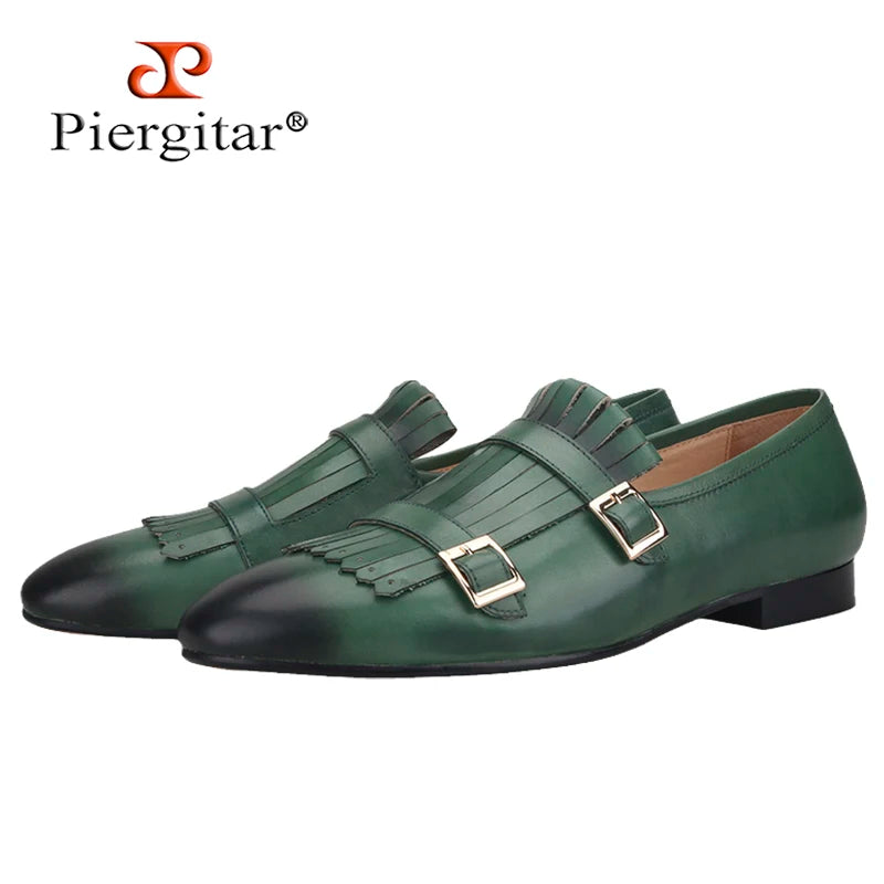 Piergitar 2021 Cow Leather Men's Casual Shoes Handcraft Multicolor Genuine Leather Man Loafers Plus size Male Smoking Slippers