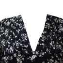 Women's Summer Bohemian Floral Print Long Maxi Dress Retro 3/4 Sleeve V-Neck Button Down High Waist Sundress Streetwear