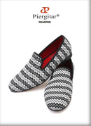 Piergitar 2019 new Summer style wave stripe men hemp shoes British style handmade men smoking slippers men's casual flats