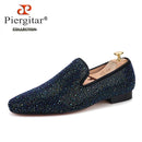 Piergitar 2020 men leather shoes with mixed colors rhinestones prom and banquet men casual loafers luxurious smoking slippers
