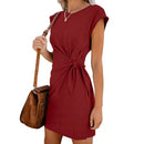 Women's Short Sleeve Asymmetrical Lace Up Dress