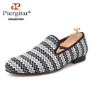 Piergitar 2019 new Summer style wave stripe men hemp shoes British style handmade men smoking slippers men's casual flats