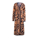 Womens boho maxi dress V neck loose Printed Long Dress