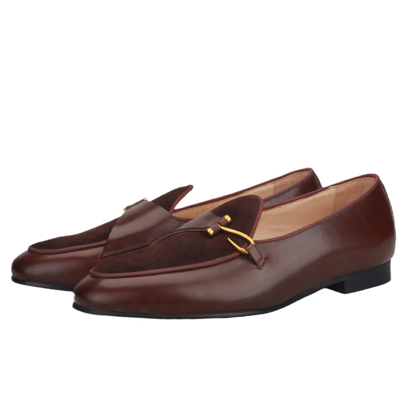 British Classics Men's smoking slippers in Golden Single-buckled style, hand-polished calf leather.