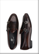 Plus size men's smoking slippers with metal buckle and handmade calfskin dress shoes for men.