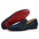 Piergitar 2020 men leather shoes with mixed colors rhinestones prom and banquet men casual loafers luxurious smoking slippers