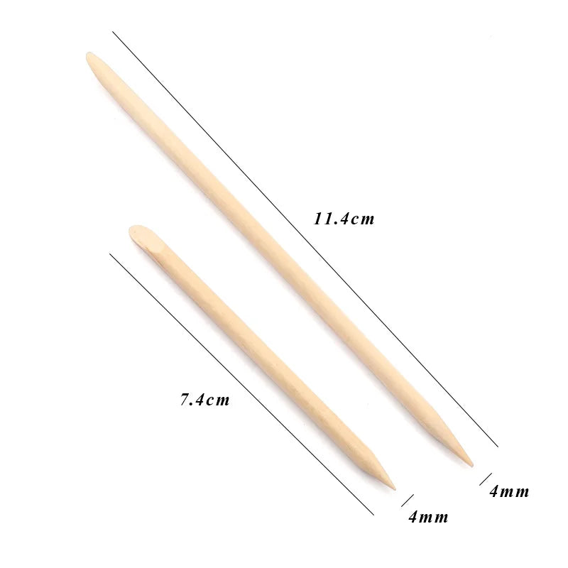 100/50Pcs Orange Wood Nail Sticks