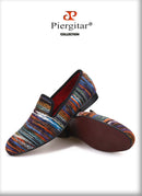 Piergitar Colourful Cotton Fabric Men Shoes Retro And Fashion Loafers British Style Smoking Slippers Plus Size Slip-On Flats