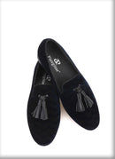 Mix color plaid pattern men's velvet shoes with black leather tassels for wedding and party men's dress shoes