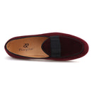 Piergitar 2019 dark red colors velvet men shoes with bow-knot designs Wedding men's loafers handmade men smoking slippers
